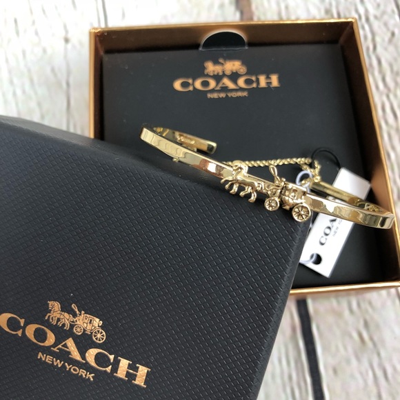 Coach Horse and Carriage Cuff Bracelet Gold - Picture 2 of 5
